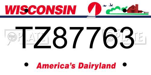 TZ87763 Wisconsin License Plate