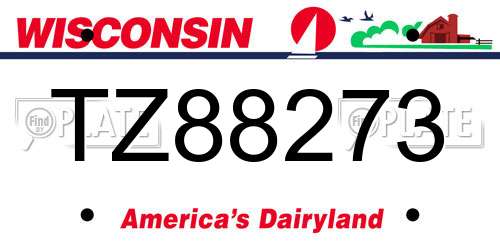 TZ88273 Wisconsin License Plate