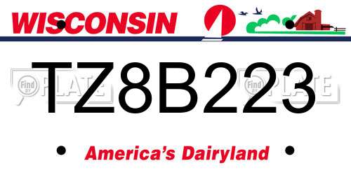 TZ8B223 Wisconsin License Plate
