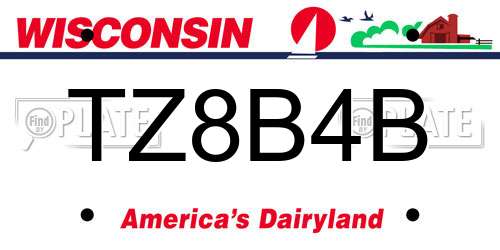 TZ8B4B Wisconsin License Plate