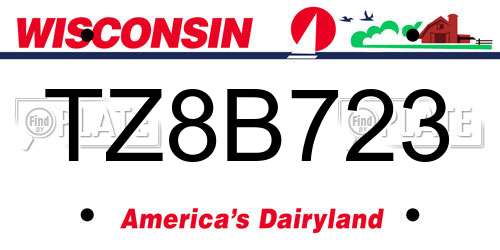 TZ8B723 Wisconsin License Plate