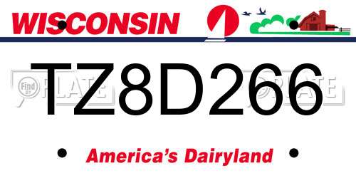 TZ8D266 Wisconsin License Plate