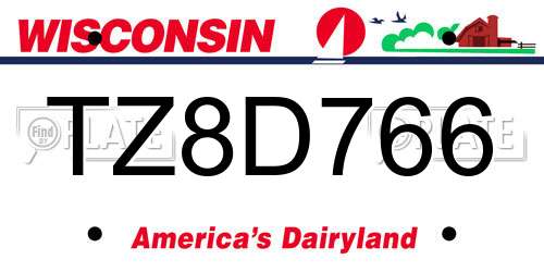 TZ8D766 Wisconsin License Plate
