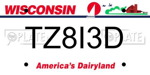 TZ8I3D Wisconsin License Plate
