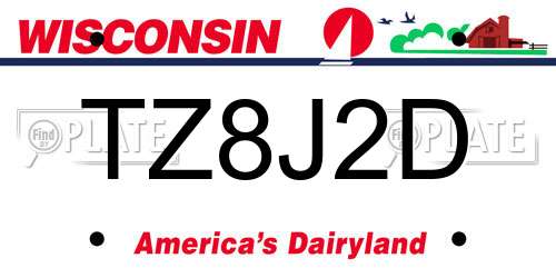TZ8J2D Wisconsin License Plate