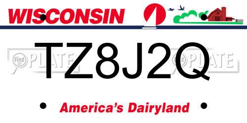 TZ8J2Q Wisconsin License Plate