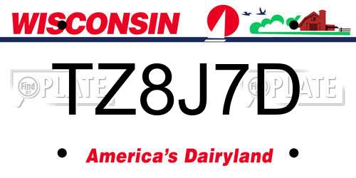 TZ8J7D Wisconsin License Plate