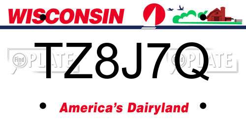 TZ8J7Q Wisconsin License Plate