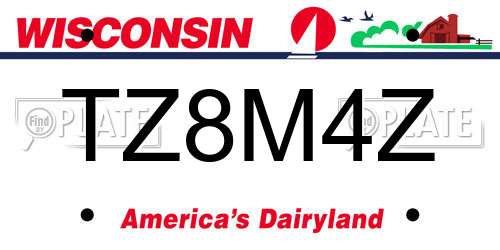TZ8M4Z Wisconsin License Plate