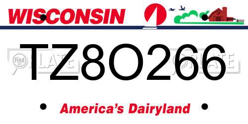 TZ8O266 Wisconsin License Plate