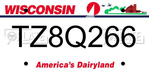 TZ8Q266 Wisconsin License Plate
