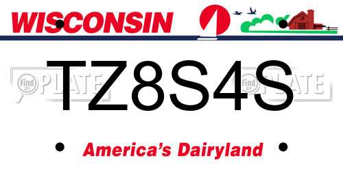 TZ8S4S Wisconsin License Plate