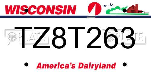 TZ8T263 Wisconsin License Plate
