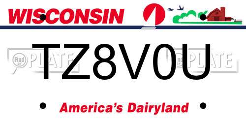 TZ8V0U Wisconsin License Plate