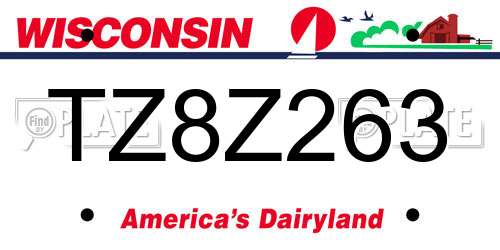 TZ8Z263 Wisconsin License Plate