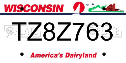 TZ8Z763 Wisconsin License Plate