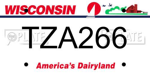 TZA266 Wisconsin License Plate
