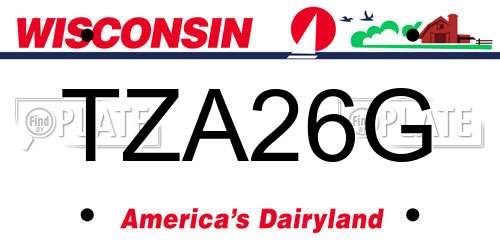 TZA26G Wisconsin License Plate