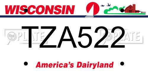 TZA522 Wisconsin License Plate