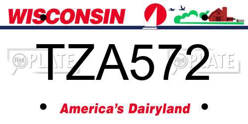 TZA572 Wisconsin License Plate