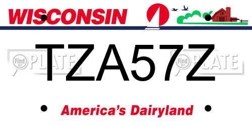TZA57Z Wisconsin License Plate