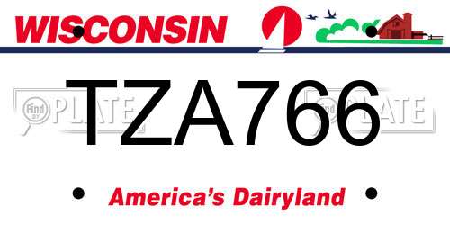 TZA766 Wisconsin License Plate