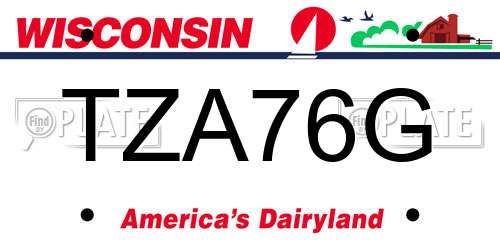 TZA76G Wisconsin License Plate