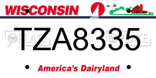 TZA8335 Wisconsin License Plate