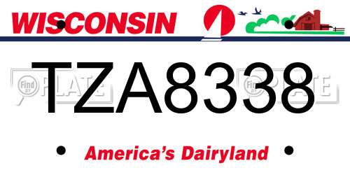 TZA8338 Wisconsin License Plate
