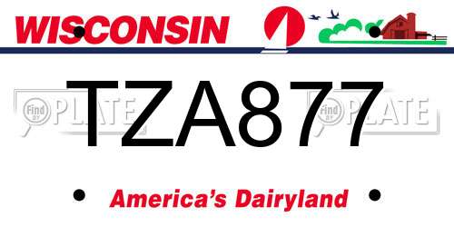 TZA877 Wisconsin License Plate