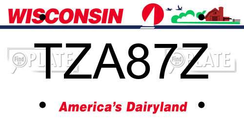 TZA87Z Wisconsin License Plate
