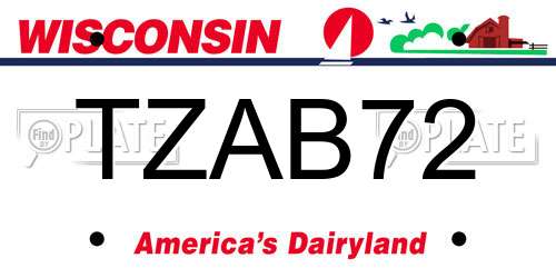 TZAB72 Wisconsin License Plate
