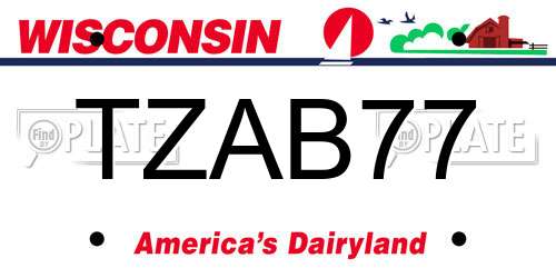TZAB77 Wisconsin License Plate