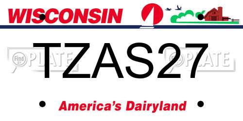 TZAS27 Wisconsin License Plate
