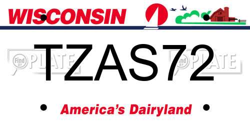 TZAS72 Wisconsin License Plate