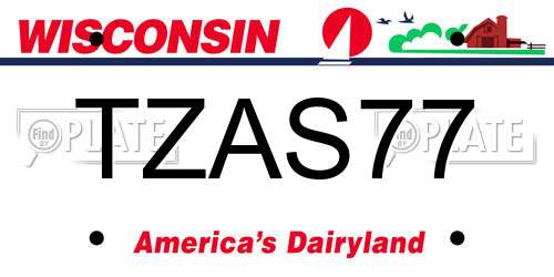 TZAS77 Wisconsin License Plate