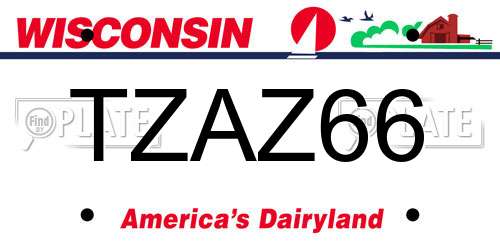 TZAZ66 Wisconsin License Plate