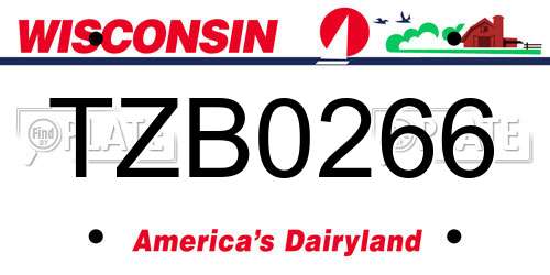 TZB0266 Wisconsin License Plate