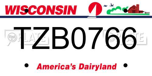 TZB0766 Wisconsin License Plate