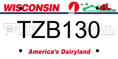 TZB130 Wisconsin License Plate