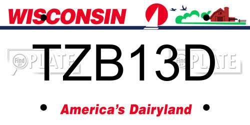 TZB13D Wisconsin License Plate