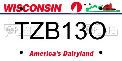 TZB13O Wisconsin License Plate