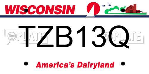 TZB13Q Wisconsin License Plate