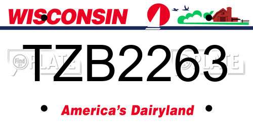 TZB2263 Wisconsin License Plate