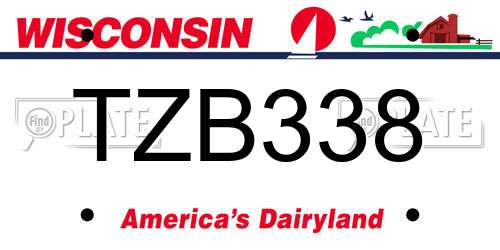 TZB338 Wisconsin License Plate
