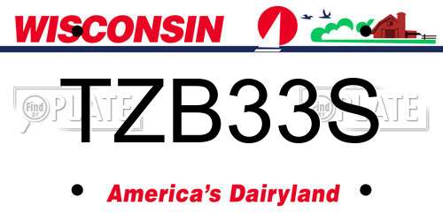 TZB33S Wisconsin License Plate
