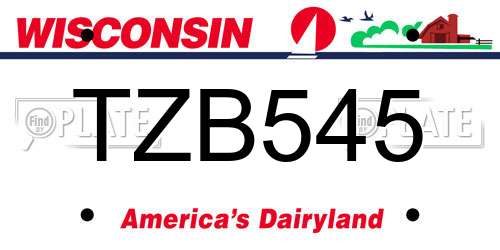 TZB545 Wisconsin License Plate