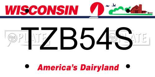 TZB54S Wisconsin License Plate
