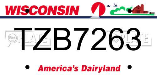 TZB7263 Wisconsin License Plate