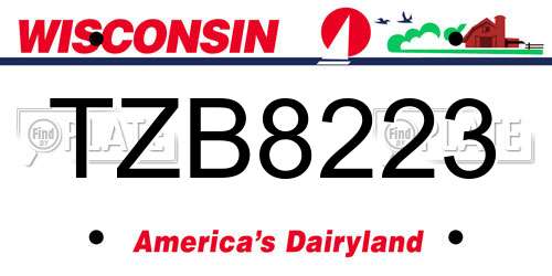 TZB8223 Wisconsin License Plate
